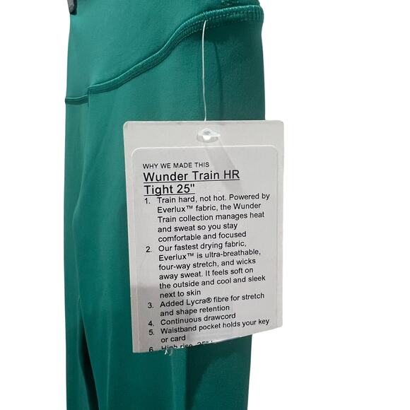 Lululemon Wunder Train HR Crop Leggings 25” Size 2 Maldives Green Everlux NWT - Picture 2 of 7